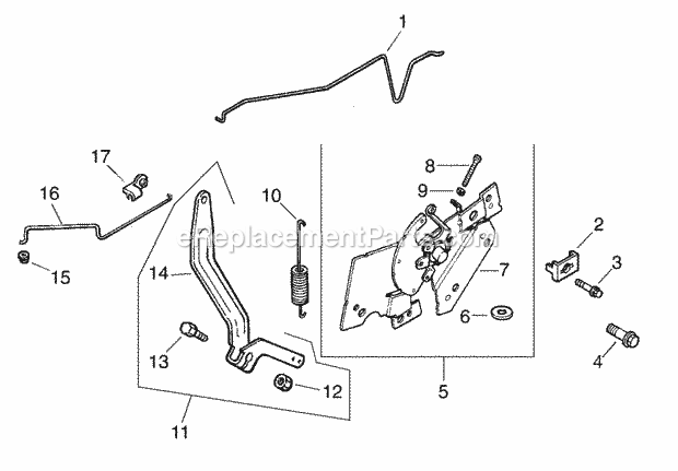 Engine Controls Diagram and Parts List for 1517 13A-231G100 Cub Cadet Lawn Tractor
